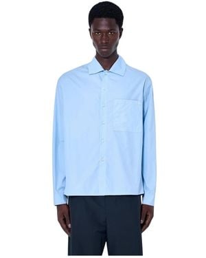 Jil Sander Overhemden ,Blauw ,Katoen Katoenen Overhemd Met Knoopsluiting
