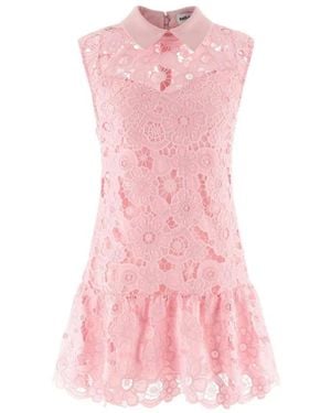 Self-Portrait Florales Spitzenkleid Mit Kragen - Pink