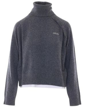 Liu Jo Truien & Vesten ,Grijs ,Katoen Logo Coltrui - Blauw
