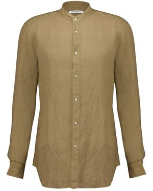 Boglioli Bruine Linnen Overhemd Casual Elegantie - Groen