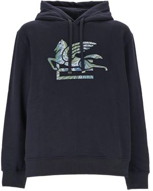 Etro Hoodies & Sweatvesten ,Blauw ,Katoen Blauwe Katoenen Hoodie