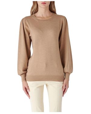Fay Langarmshirt Mit Raffung - Natur