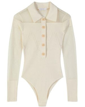 Patrizia Pepe Tops ,Wit ,Wol Gebreide Body Met Transparante Details
