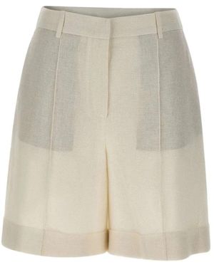 Eleventy Bermuda Shorts Met Omslag En Hoge Taille Met Paspelzak - Naturel