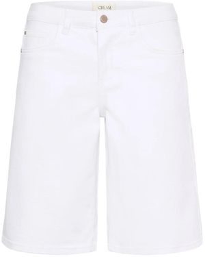Cream Casual Shorts - Blanco