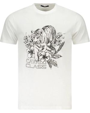 Roberto Cavalli Tops ,Wit ,Katoen T-Shirt Met Korte Mouwen