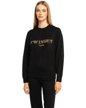 Twinset Hoodies & Sweatvesten ,Zwart ,Completo Tuta