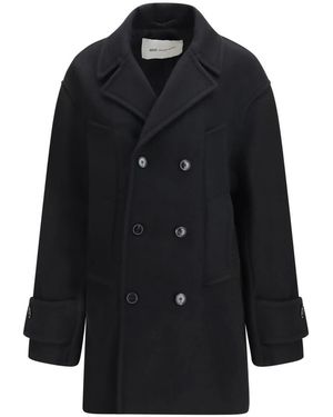 Ami Paris Double-Breasted Coats - Negro