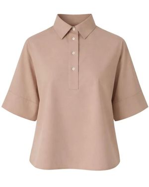 Gran Sasso Tops ,Roze ,Korte Mouw Overhemd Met Knopen - Bruin