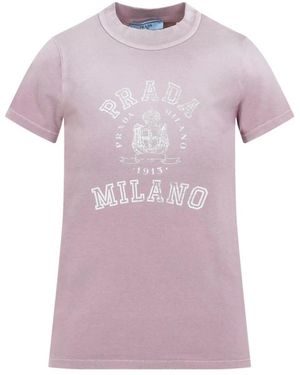 Prada T-Shirt Met Geborduurd Logo - Paars