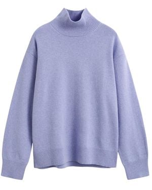 GANT Superfine Lamswol Mockneck - Blauw