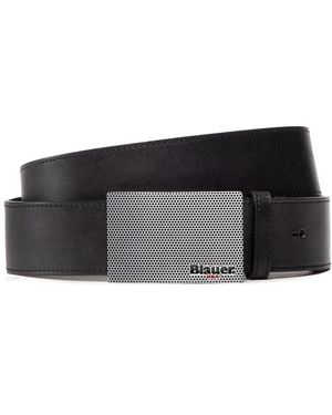 Blauer Logo Schnallenplatten-Gürtel - Schwarz