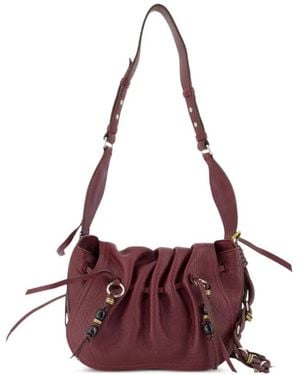 Isabel Marant Gathered Lambskin Shoulder Bag Burgundy - Purple