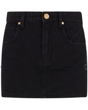 Roberto Cavalli Denim Minirock Mit Schlangenstickerei - Schwarz