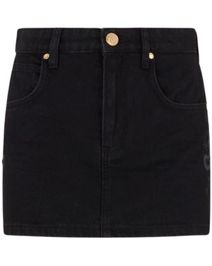 Roberto Cavalli Denim Minirok Met Slangenborduursel - Zwart