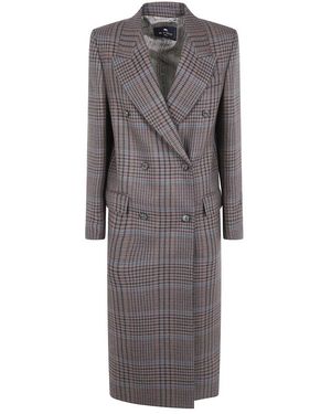 Etro Double-Breasted Coats - Grau