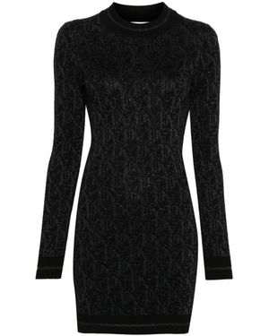 Palm Angels Monogramm Strick Minikleid - Schwarz