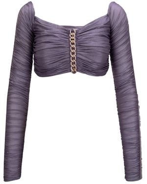 Elisabetta Franchi Long Sleeve T-Shirts - Purple