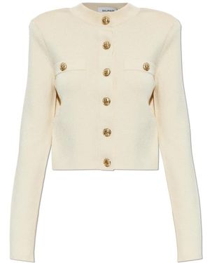 Balmain Strickjacke Mit Schulterpolstern - Natur