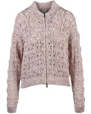 Eleventy Truien & Vesten ,Roze ,Katoen Cardigan Con Zip