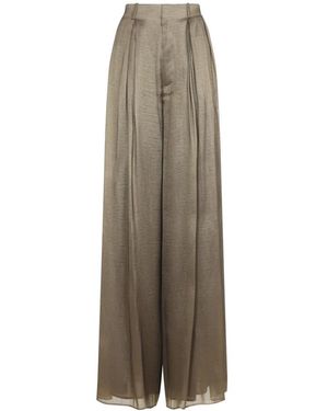 Ralph Lauren Broeken ,Bruin ,Polyester Greer Lamé Plissé Broek - Naturel