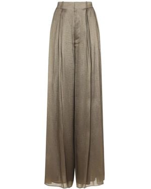 Ralph Lauren Broeken ,Bruin ,Polyester Greer Lamé Plissé Broek - Naturel