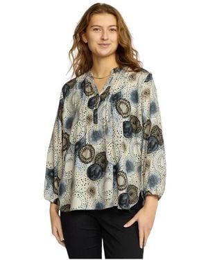2-Biz Blaukreis bluse mit falten - Grau