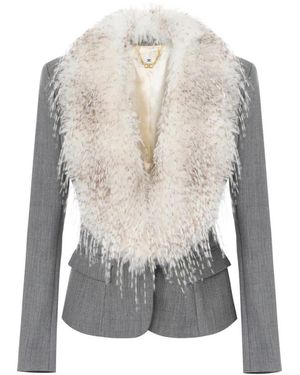 Elisabetta Franchi Woljas Met Kraag Met Faux Fur-Effect - Grijs