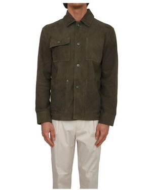 Paolo Pecora Jassen ,Groen ,Leer Zo 21T200 Jacket