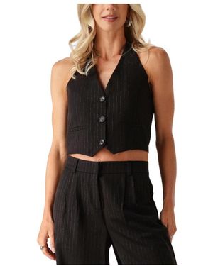 Envii Tops ,Zwart ,Zwarte Top Met Zilveren Streep