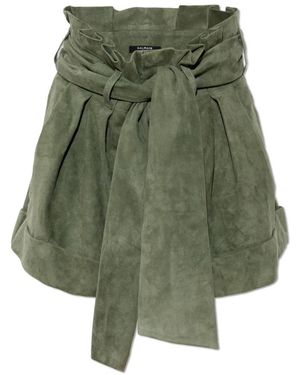 Balmain Korte Broeken ,Groen ,Katoen Suede High-Waisted Shorts