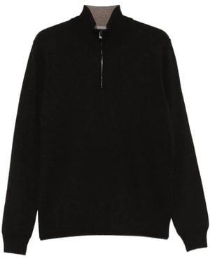 Corneliani Luxuriöser Wolle Kaschmir Half-Zip Pullover - Schwarz