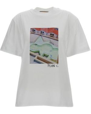 Plan C Baumwoll-T-Shirt Mit Print - Grau