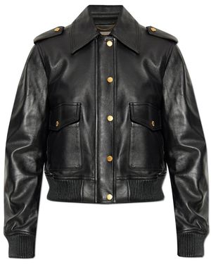 Michael Kors Lederjacke Mit Epauletten - Schwarz