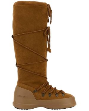 Moon Boot Kniehohe Schnür-Winterstiefel - Braun