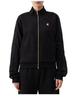 Just Cavalli Hoodies & Sweatvesten ,Zwart ,Katoen Felpa Con Zip