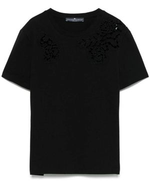 Ermanno Scervino Schwarze Crew Neck T-Shirts Und Polos
