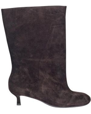Elena Iachi Schoenen ,Bruin ,Leer Heeled Boots - Blauw