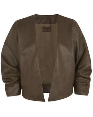 Cortana Jassen ,Groen ,Leer Oversized Straight Jacket - Bruin