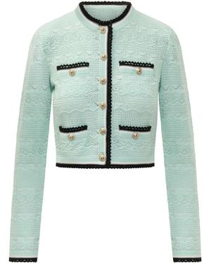 Self-Portrait Pointelle Gebreide Cardigan - Groen