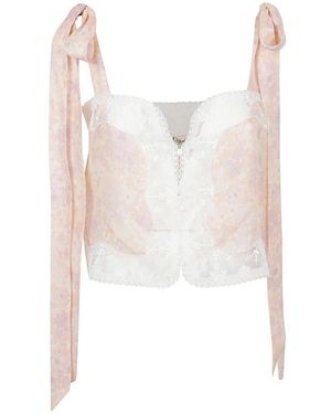 Chloé Tops ,Roze ,Leer Geknoopte Cropped Top - Wit