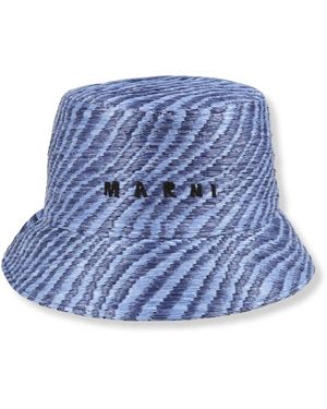 Marni Bucket Hat Mit Bast-Effekt - Blau