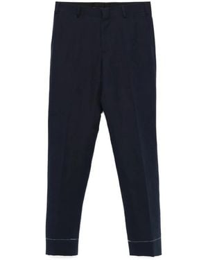 Brioni Blauwe Linnen Katoenen Broek Met Zakken