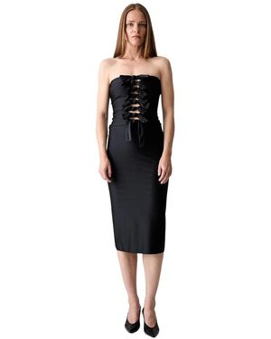 Coperni Kleedjes ,Zwart ,Jurk Met Knoopdetail Van Jersey