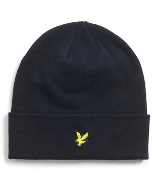 Lyle & Scott Kopfbedeckung Baumwolle Merino Beanie - Blau