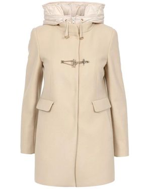 Fay Single-Breasted Coats - Natural