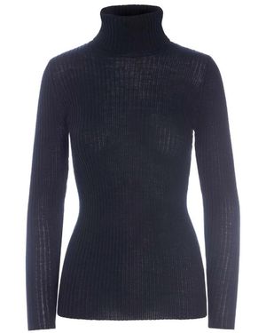 Bitte Kai Rand Truien & Vesten ,Zwart ,Wol Zwarte Merinowol Coltrui - Blauw