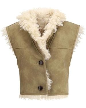 Isabel Marant Shearling Imitatie Leren Clara Gilet - Naturel