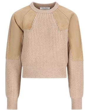 Max Mara Truien & Vesten ,Wol Mxstropico Geribbelde Trui - Naturel