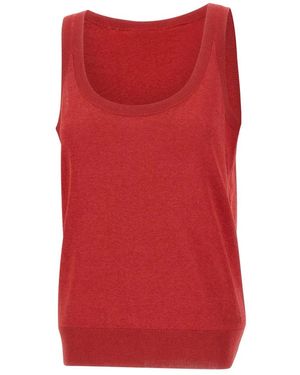Kaos Tops ,Rood ,Katoen Mouwloze Gebreide Top